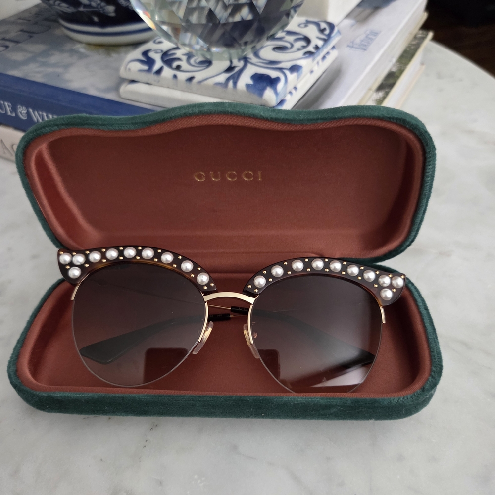 Gucci Black Sunglasses with Pearl Accents